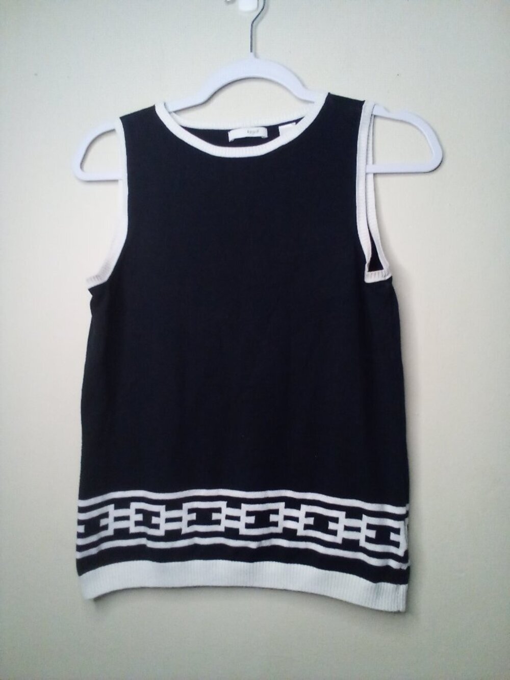 Liz Golf Sweater Vest Women M Sleeveless Golf Preppy Black White